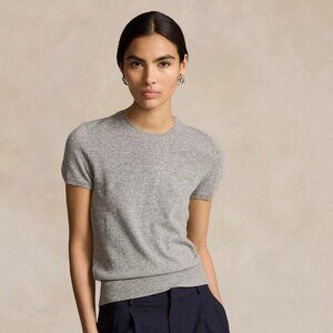 Polo Ralph Lauren Cashmere Short-Sleeve Crewneck Sweater Grey XS